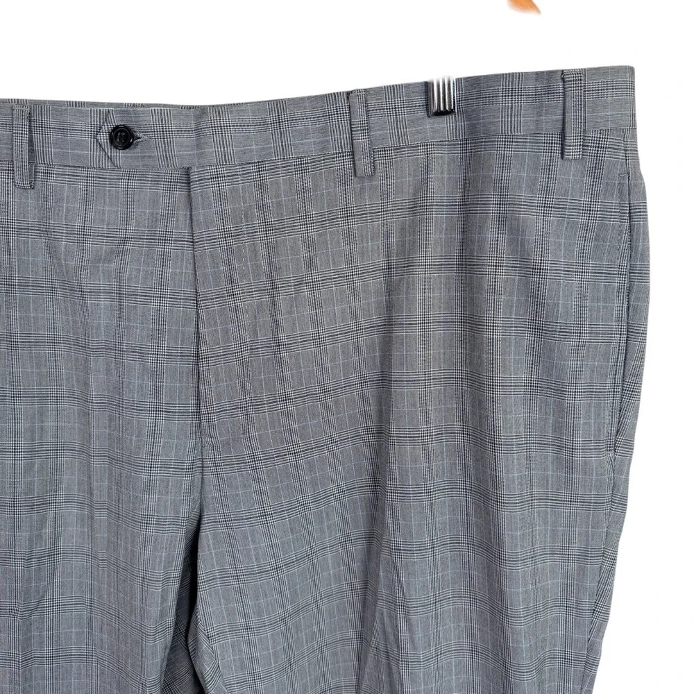 Ralph‎ Lauren Dress Pants Mens 40x30 Gray Glen Plaid Cuffed Flat Front Polyester